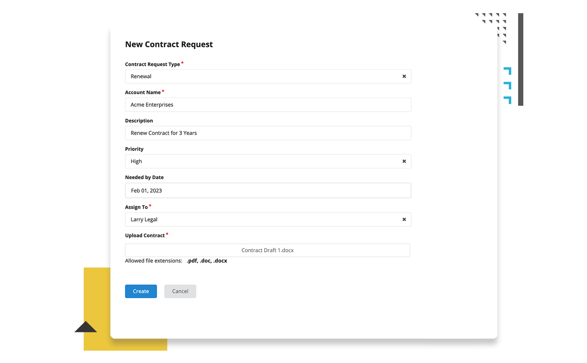 New contract request in Pramata