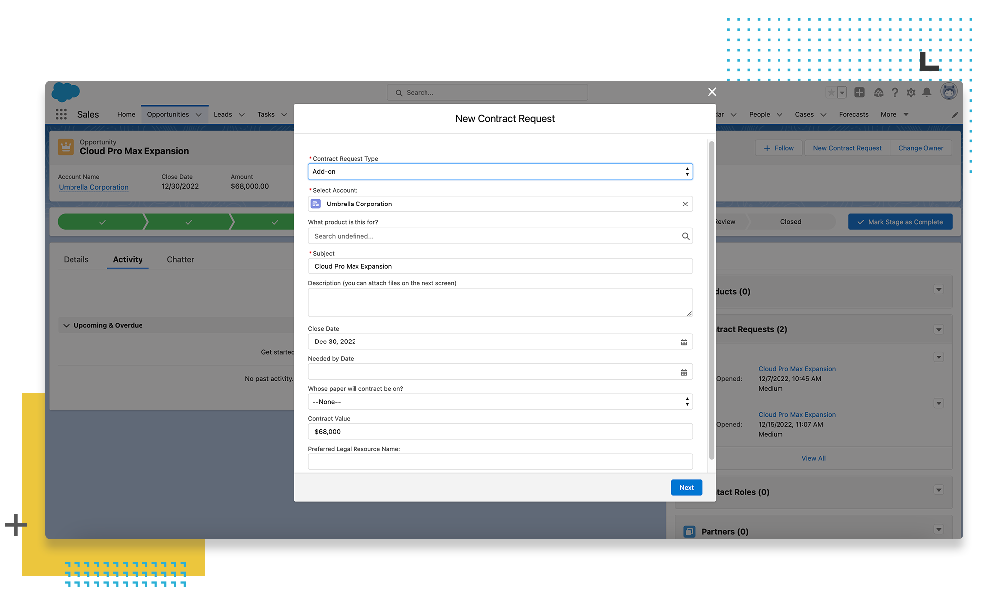 Contract workflow automation new contract request image