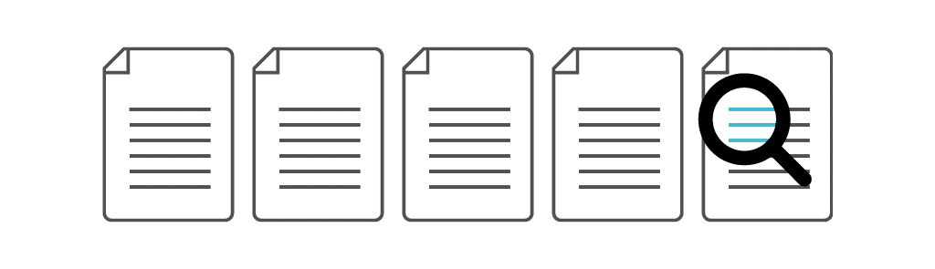 magnifying glass searching multiple contracts
